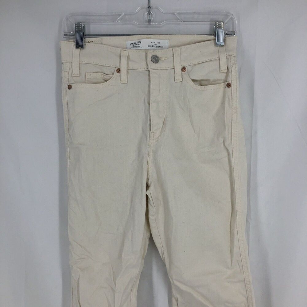 Levi's Signature Heritage High Straight Ivory White Denim Jeans 2/26 (28x27)